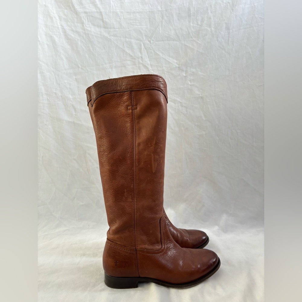 Frye Cara Roper Tall Cognac Leather Boots